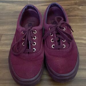 Women’s Vans size 7: Maroon on maroon with gold eyelets
